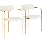 Demi Dining Chair in Cream Velvet & Gold Metal (Set of 2)